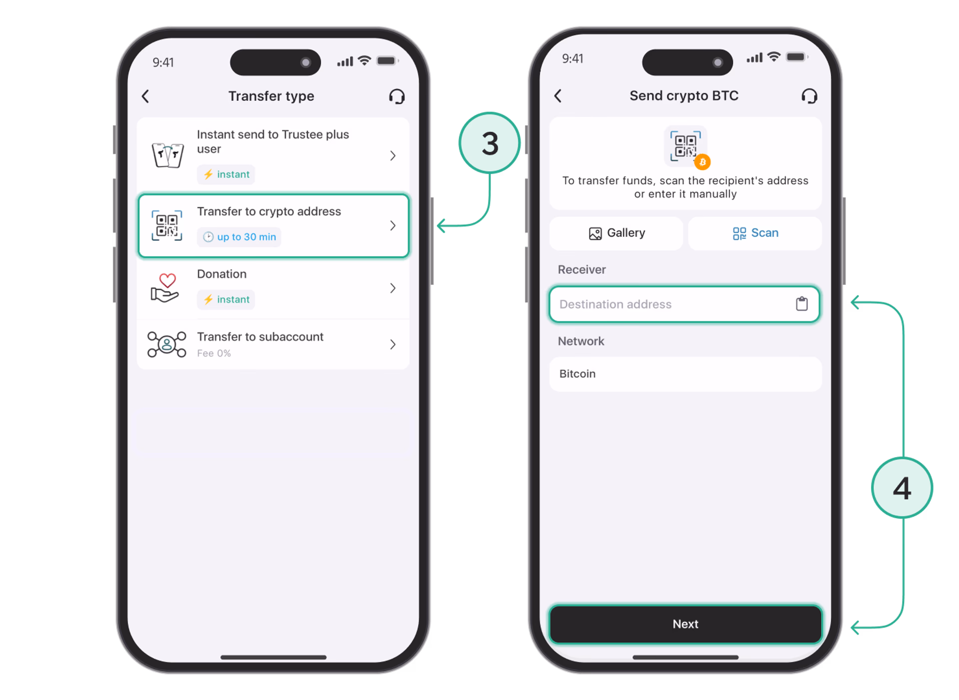 How to Transfer Crypto En Step 2