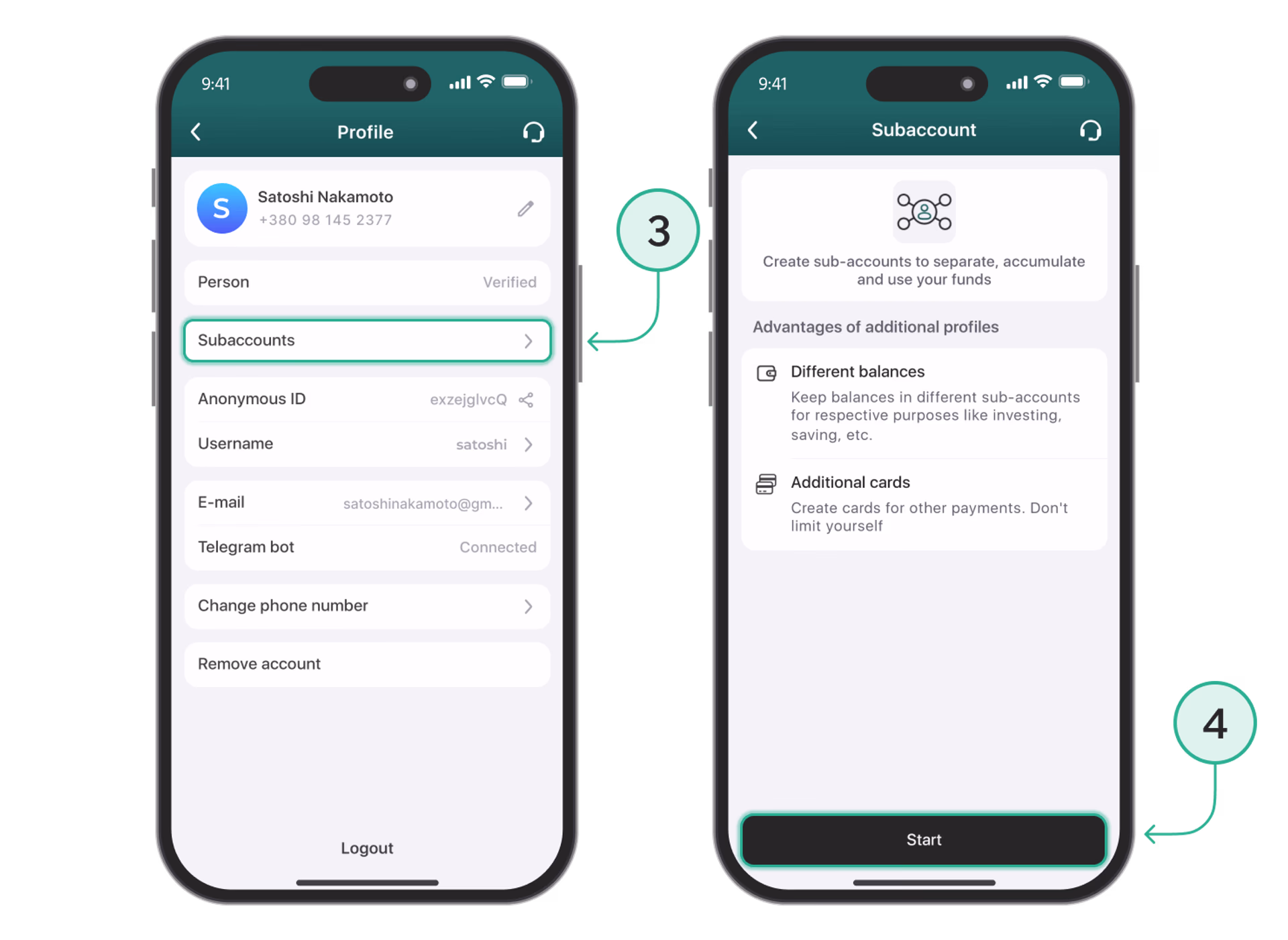 How to Create Sub Account En Step 2