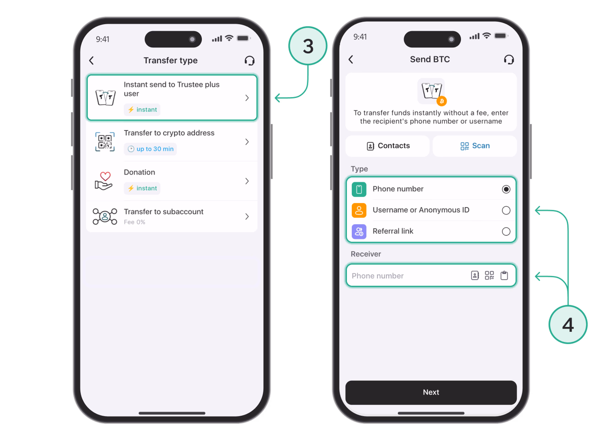How to Transfer to Another User En Step 2