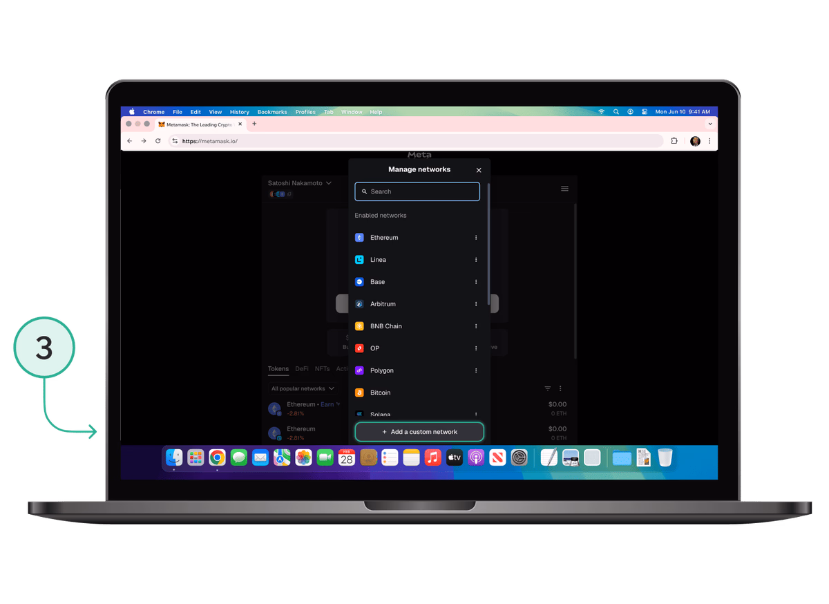 MetaMask: добавление сети вручную (Add network manually)