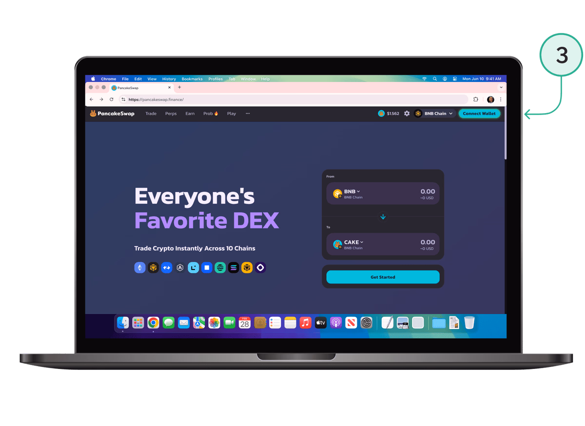 PancakeSwap: подключение кошелька (Connect Wallet)