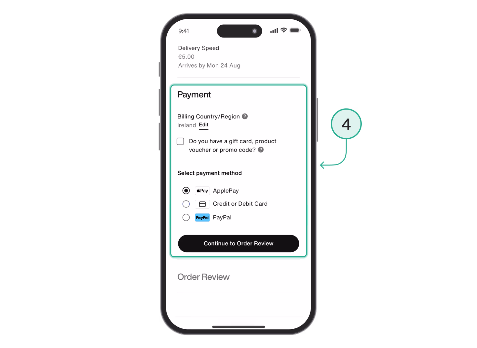 paying for a Nike order with a virtual card via Apple Pay or Google Pay