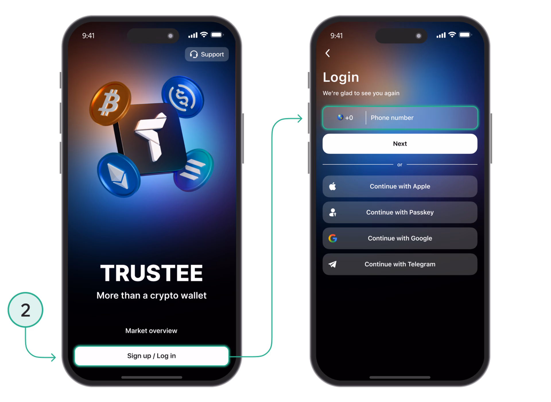 Amazon Prime crypto payment setup in Trustee Plus — phone verification step 2