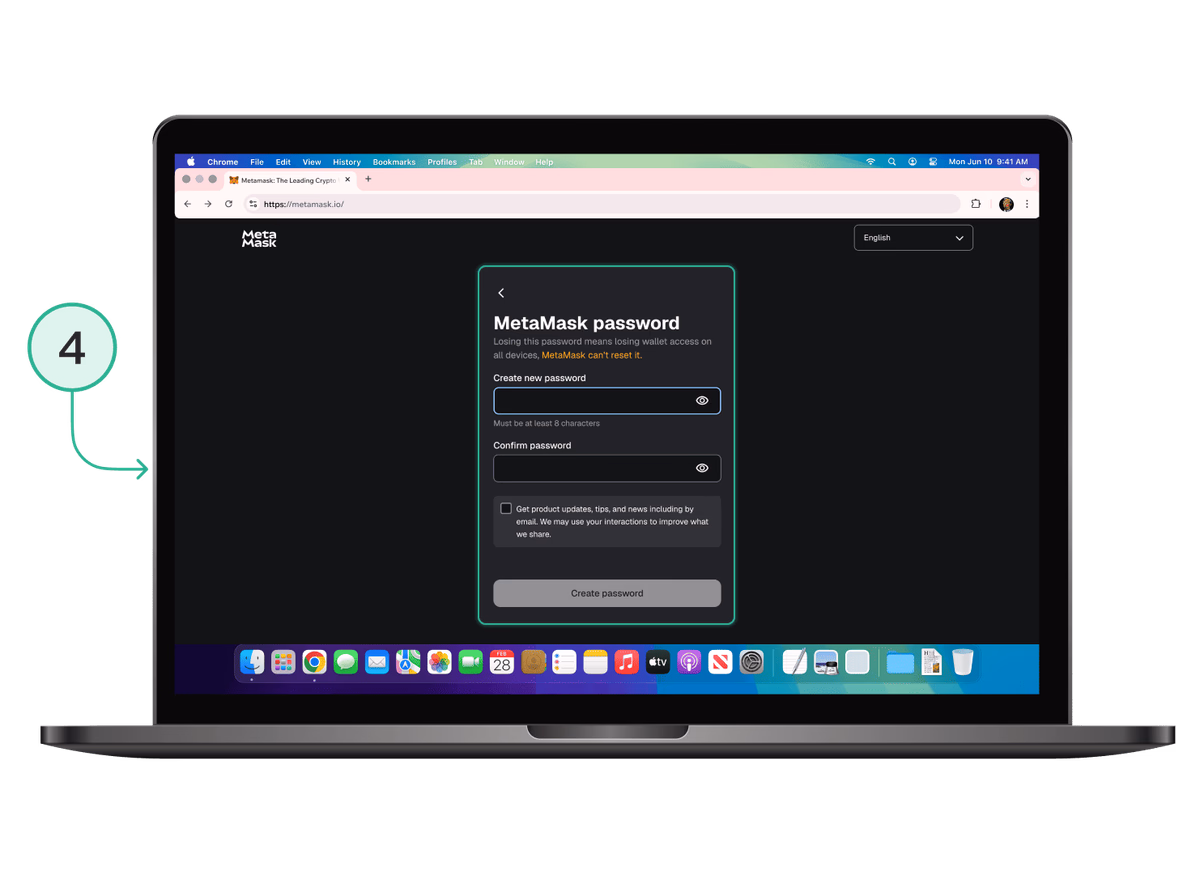 MetaMask: создание надёжного пароля для кошелька