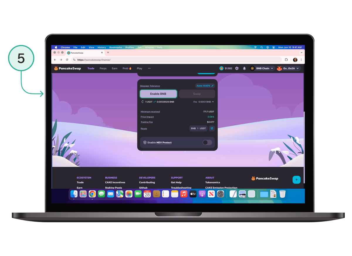 PancakeSwap: разрешение Enable токена перед первым свопом